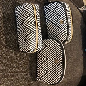 Makeup bag trifecta. Black & white stripes